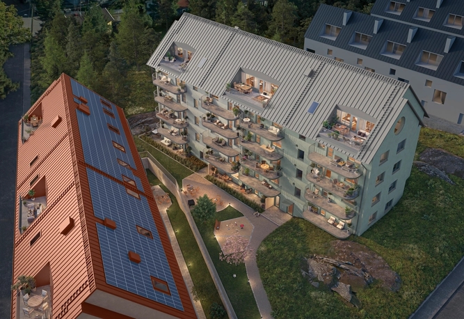 Översiktsbild med kvällsljus 