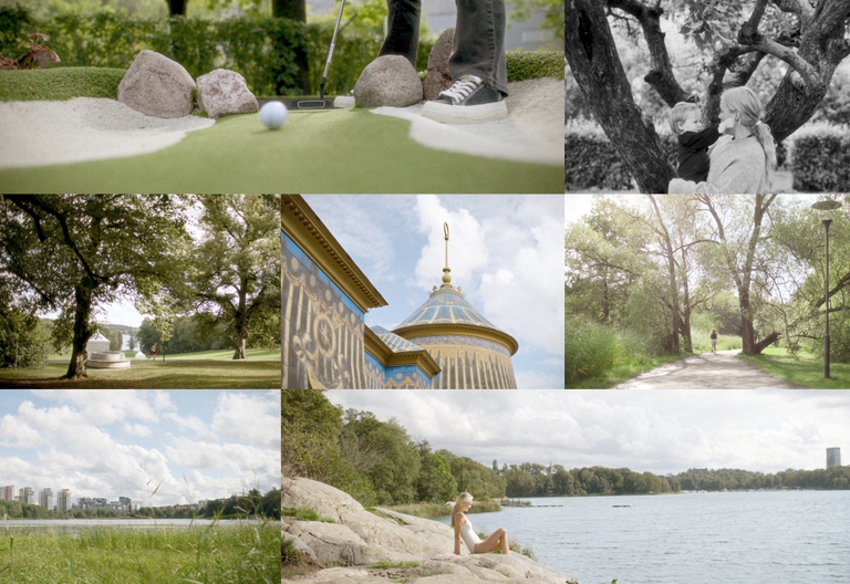 Ett bildcollage av områdesbilder från Stationshuset i Solna