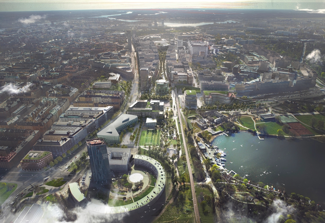 Översikt vy Hagastaden mot väster, Stockholms stad/White arkitekter