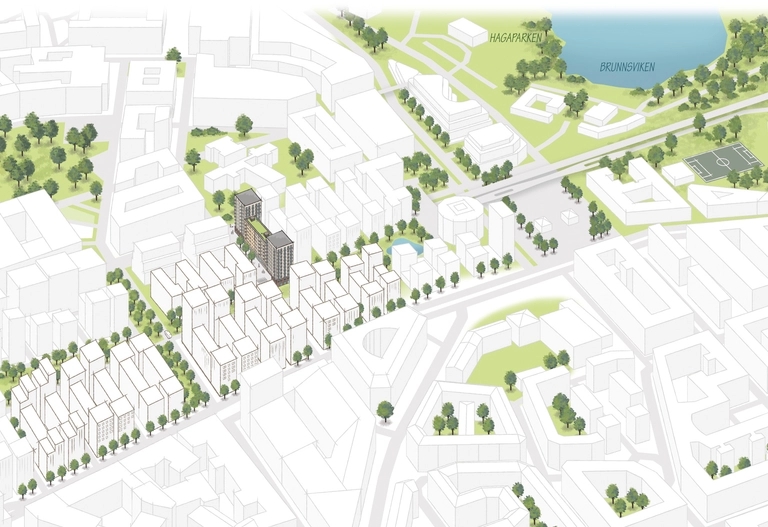 Illustration över området i närheten med projektet Haga Heights