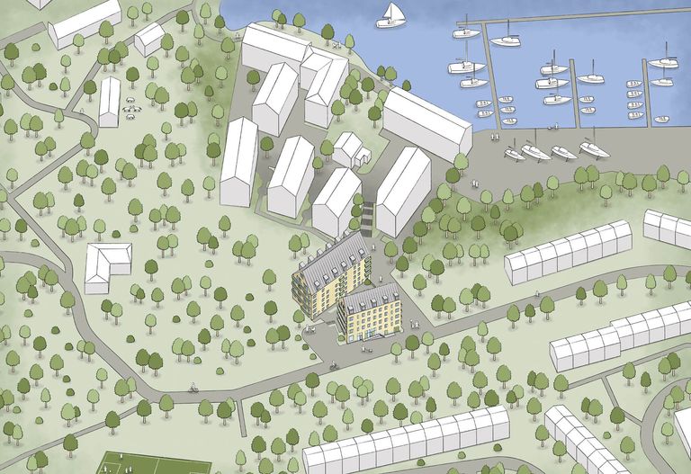 Illustration av närområdet kring projektet Lilla häll