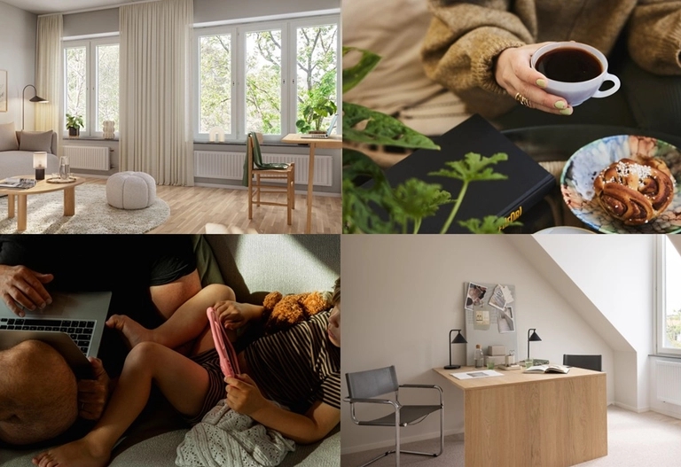 Bildcollage för Lilla hälls fyror med möjlig uthyrningsdel