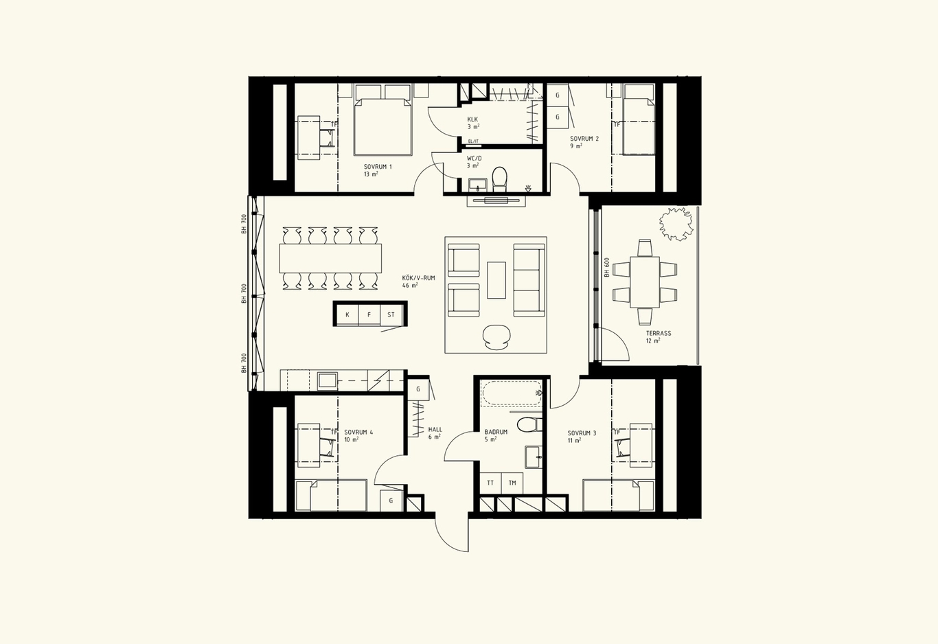 Exempelplanlösning, Stationshuset, 5 rok