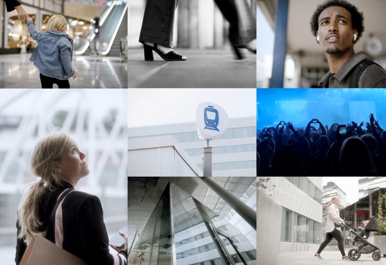 Ett bildcollage av områdesbilder från Stationshuset i Solna