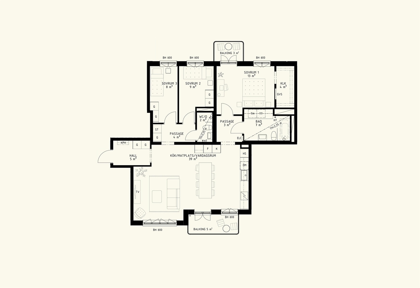 Exempelplanlösning, Haga Heights, 4 rok