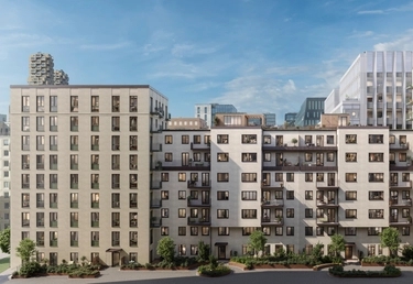 Haga Heights fasad sedd från innergården