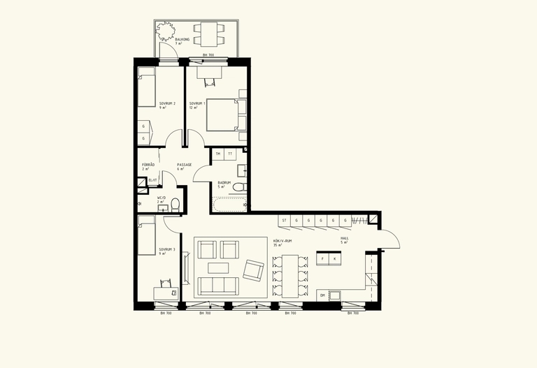 Exempelplanlösning, Stationshuset, 4 rok