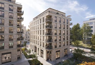 Lilla fransyskan exteriör med tegelfasad, takterrass och balkonger