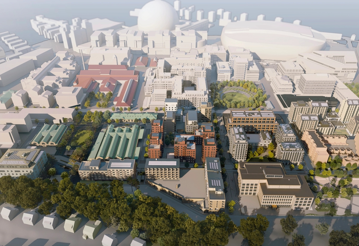 Visionsbild i 3D över Slakthusområdet år 2030